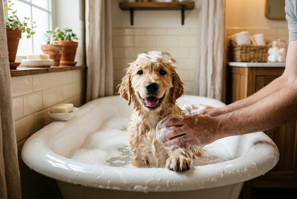 ¿A los cuántos meses se puede bañar un perro cachorro? Guía y primer baño